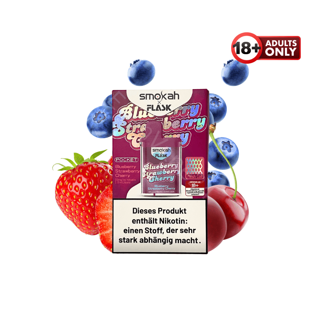 Smokah X Flask Pocket - Blueberry Strawberry Cherry - EdenVape24